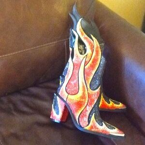 Brand new rhinestone flame boots